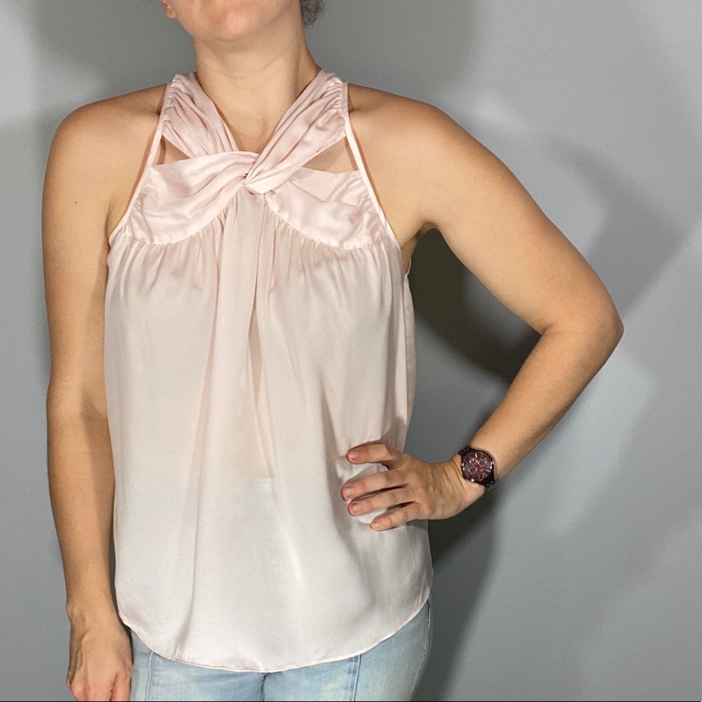 Q&A pink twist front blouse - NWOT
